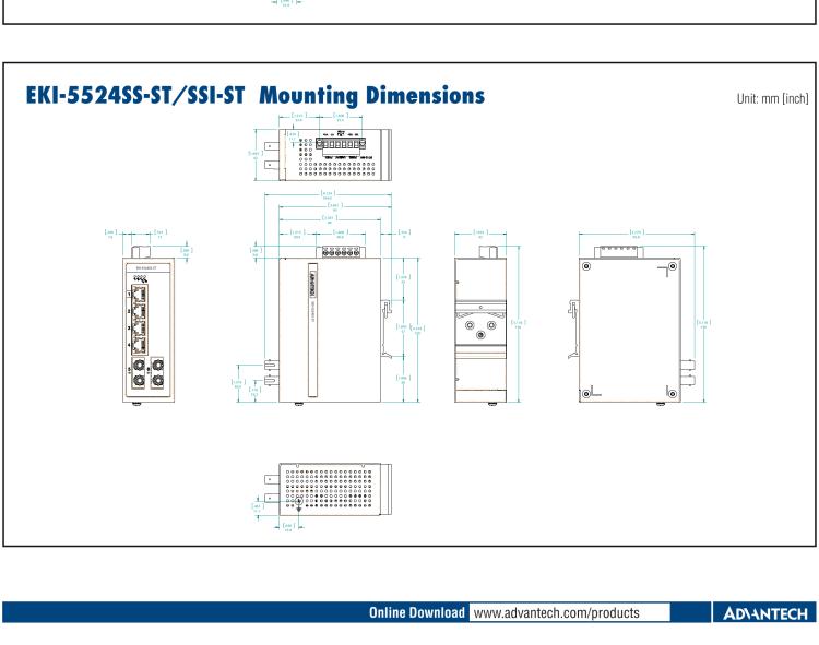 研華EKI-5524MMI-ST 2光4電百兆ProView(組態(tài))系列工業(yè)以太網(wǎng)交換機(jī)(包含單模/多模、SC/ST接口)