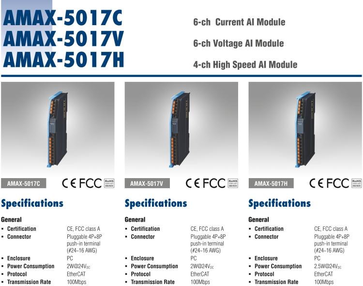研華AMAX-5017H 4路高速模擬量輸入模塊，電壓 / 電流 4線 16位（插片式）