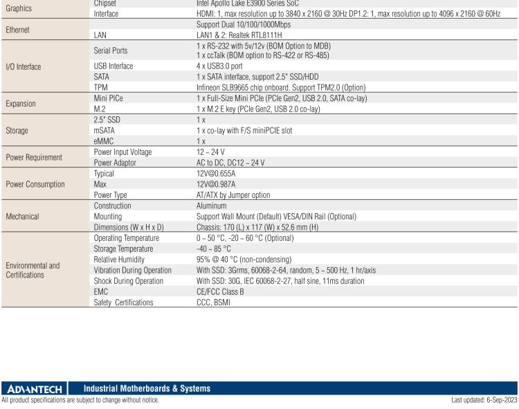 研華EPC-U2117 Intel Atom第六代Apollo Lake無風扇嵌入式工控機，板載eMMC，CANBUS