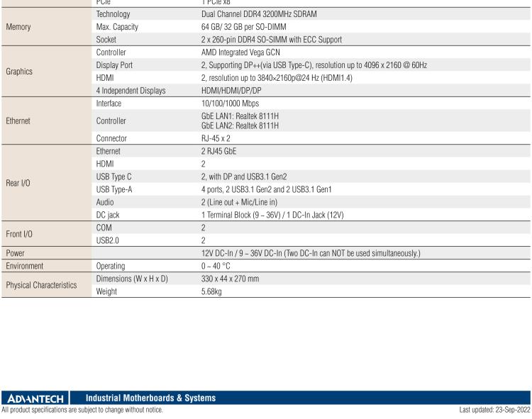 研華EPC-T3229 適配AMD V2748 處理器。擁有1個(gè)全高PCIe擴(kuò)展位，1U高度，支持上架。適用于邊緣AI等行業(yè)。