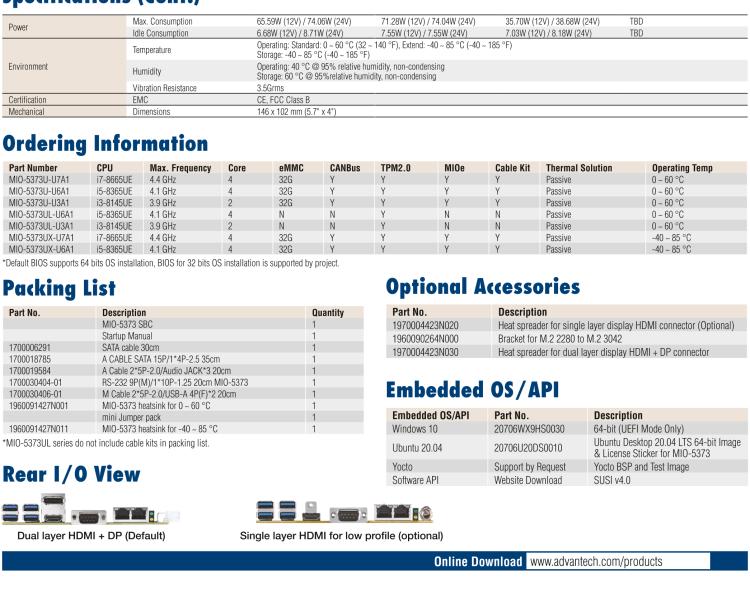 研華MIO-5373 第八代 Intel 低功耗高性能 超極本CPU 3.5寸嵌入式單板，性能提升40%