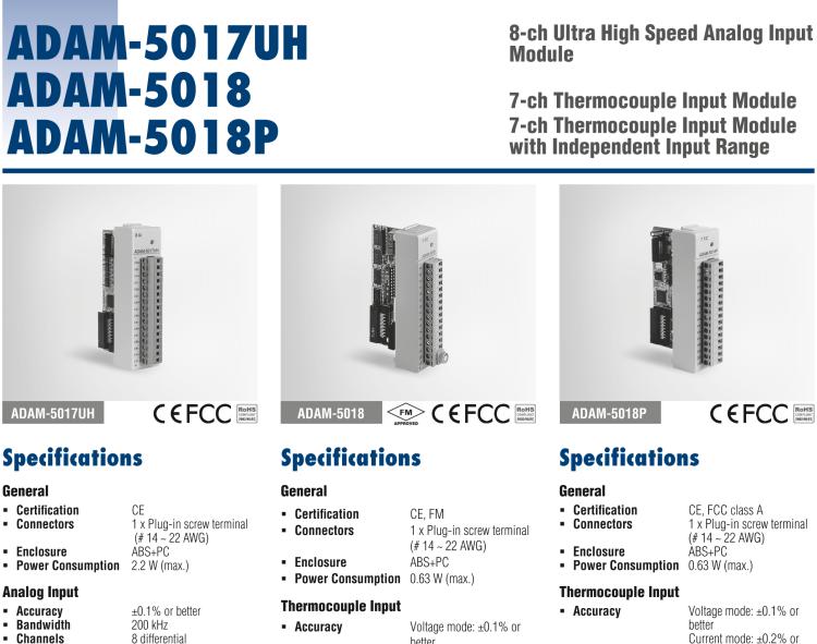 研華ADAM-5018P 7通道熱電偶輸入模塊，具獨(dú)立輸入范圍